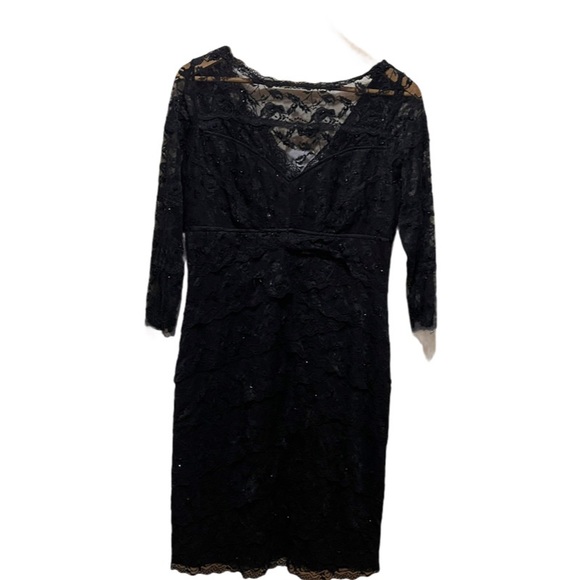 Marina Black Chic Lace Long Sleeves Sheath Dress - Picture 5 of 13